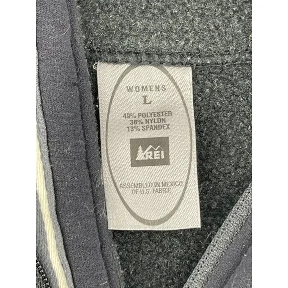 REI Women's Black Neon Green Stitching 1/4 Zip Stretch Fleece Sweatshirt Size L - Picture 10 of 15